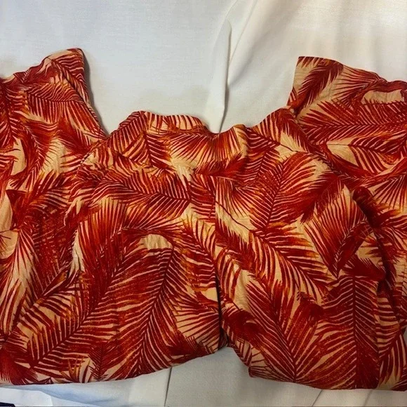 INC International Concepts 2 Piece Set XL Tropical Print Crop Top & Pants Orange - Picture 9 of 11